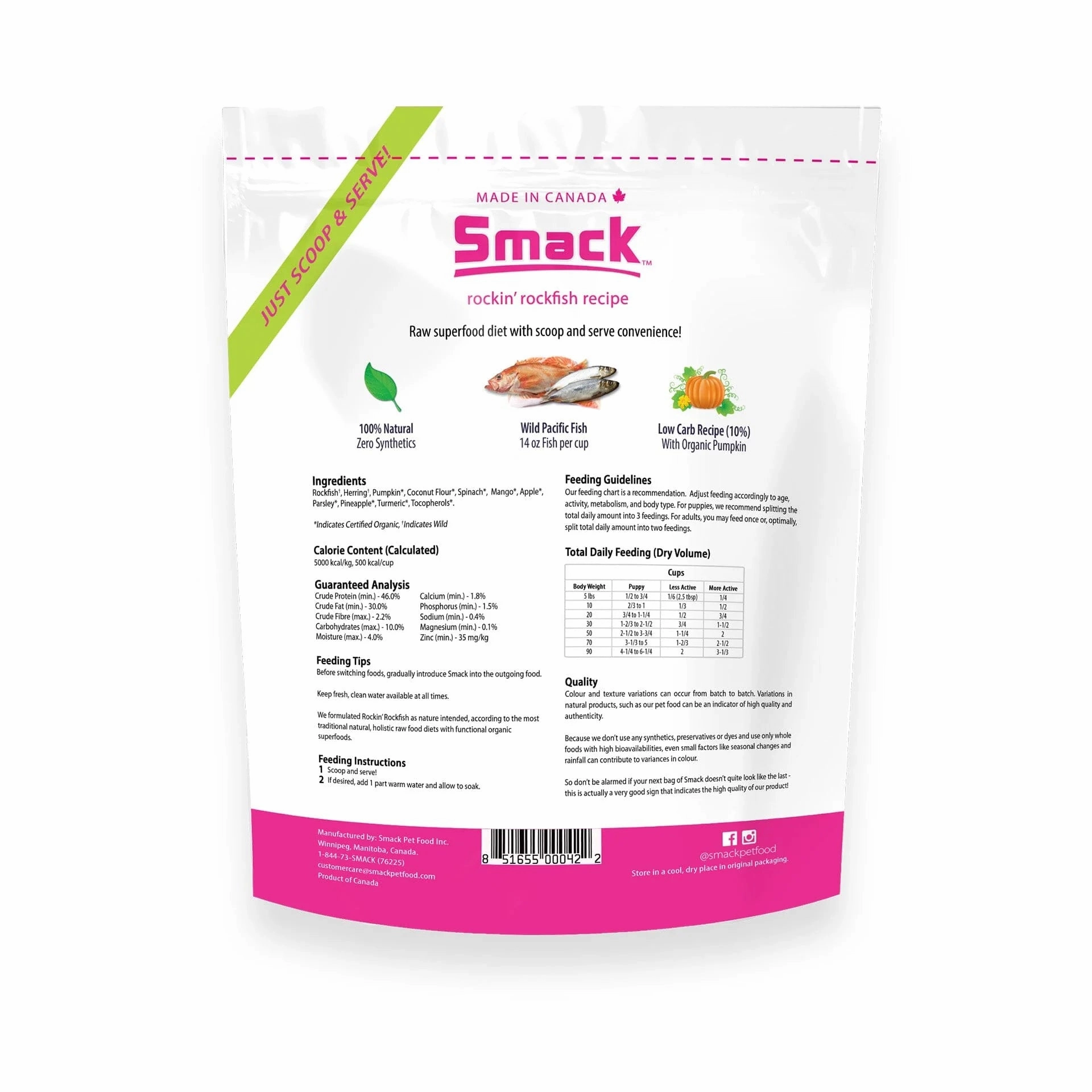 Smack Raw Dehydrated Super Food For Dogs (Rockin' Rockfish)