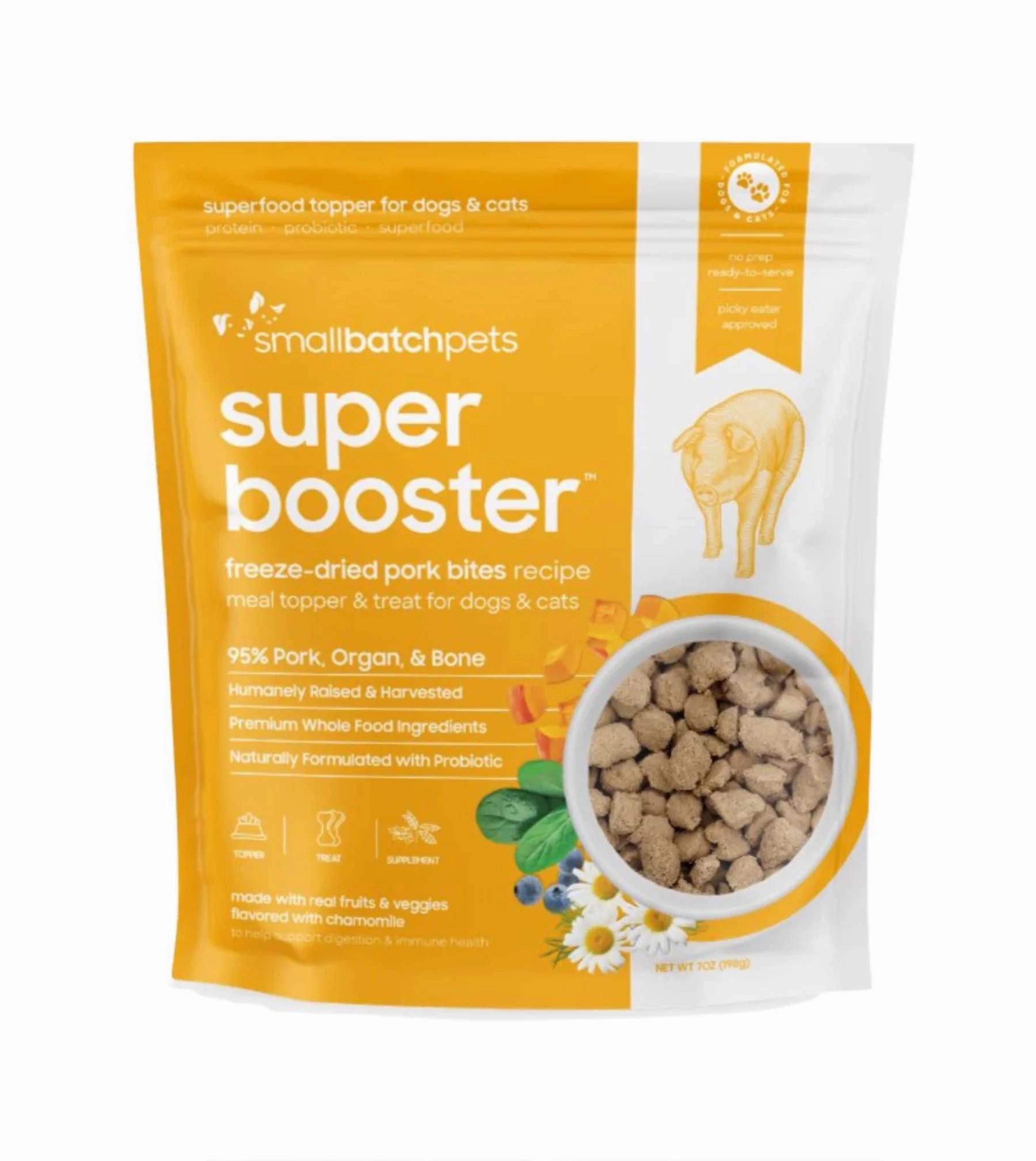 Small Batch Super Booster Freeze-Dried Meal Topper & Treat for Dogs & Cats (Pork Bites) dog multipurpose item,all-in-one pet tool