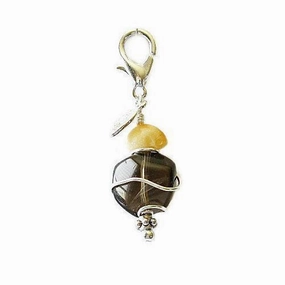 Smoky Quartz/Amber Healing Dog Collar Charm Pawmulet dog collar charm,pet tag