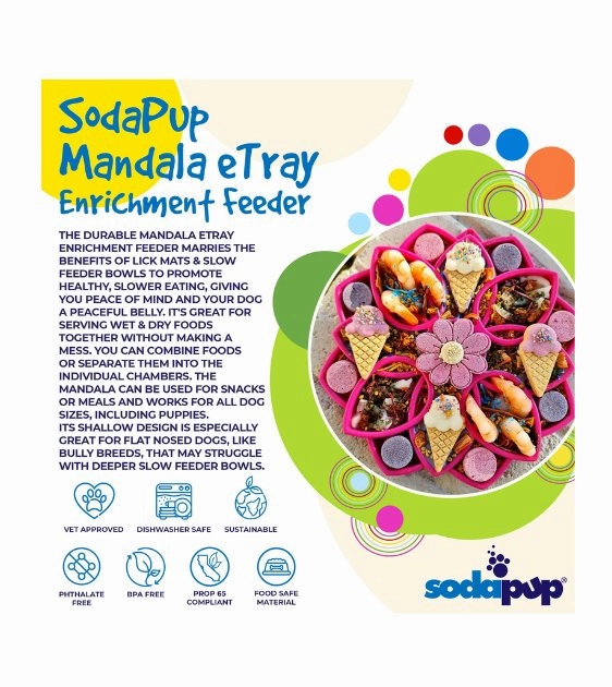 SodaPup Enrichment Feeding Tray For Dogs (Blue Mandala)