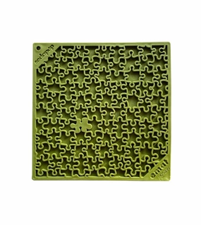 SodaPup Enrichment Lick Mat For Dogs (Square / Green Jigsaw) dog bowl,pet feeder