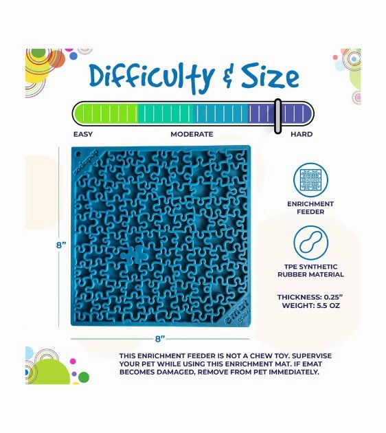 SodaPup Enrichment Lick Mat For Dogs (Square / Green Jigsaw)