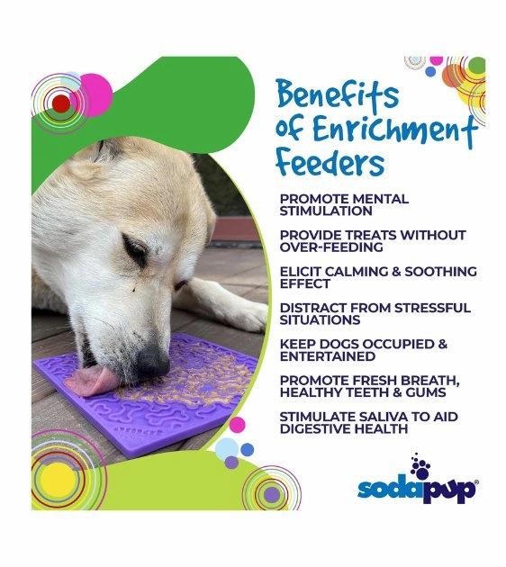 SodaPup Enrichment Lick Mat For Dogs (Square / Red Bones)
