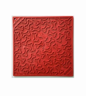 SodaPup Enrichment Lick Mat For Dogs (Square / Red Bones) dog bowl,pet feeder