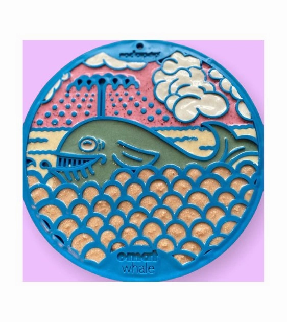 SodaPup Enrichment Lick Mat With Suction Cups For Dogs (Round / Blue Whale)