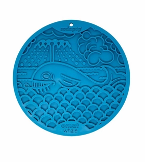 SodaPup Enrichment Lick Mat With Suction Cups For Dogs (Round / Blue Whale) dog bowl,pet feeder