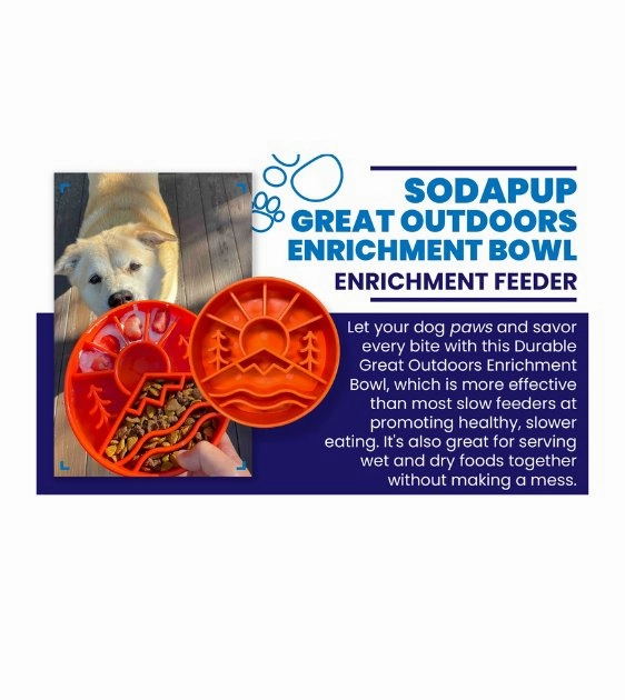 SodaPup Enrichment Slow Feeder Bowl For Dogs (Round / Green Great Outdoors)