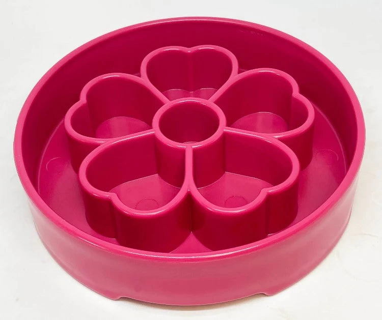 SodaPup Enrichment Slow Feeder Bowl For Dogs (Round / Pink Flower)