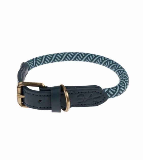 Sophie Allport Rope Collar (Teal) dog charms,dog ID