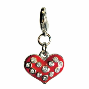 Sparkling Red Heart Enamel Dog Collar Charm