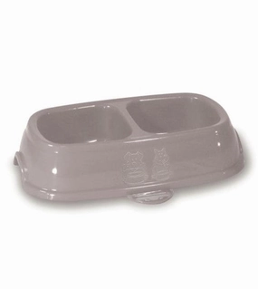 Stefanplast Break 13 Double Bowl (Powdered Pink) For Cats & Dogs dog bowl,pet feeder