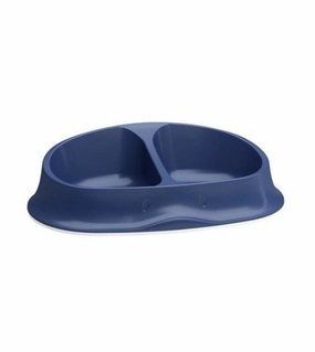 Stefanplast Chic Double Cat & Dog Bowl (Navy Blue) small breed food,tiny dog food
