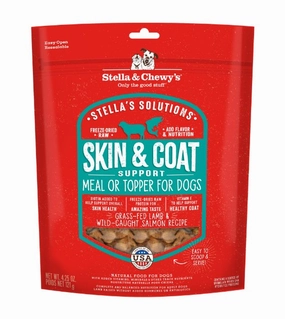 Stella & Chewy's Stella's Solutions (Skin & Coat Boost) Grass-Fed Lamb & Wild-Caught Salmon Freeze Dried Raw Dog Food freeze-dried dog food,lightweight pet food