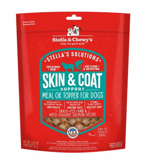 Stella & Chewy's Stella's Solutions (Skin & Coat Boost) Grass-Fed Lamb & Wild-Caught Salmon Freeze Dried Raw Dog Food freeze-dried dog food,lightweight pet food