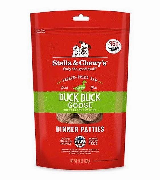 Stella & Chewys Freeze Dried Dinner Patties Dog Food (Duck) dog skin care,coat supplements