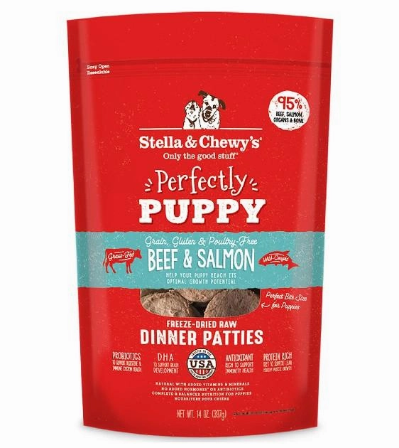 Stella & Chewys Freeze Dried Dinner Patties Dog Food (Perfectly Puppy - Beef & Salmon) dog skin care,coat supplements