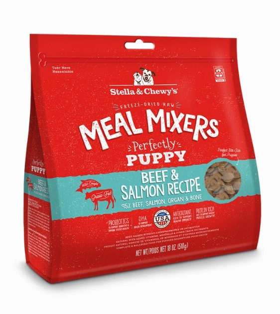 Stella & Chewys Freeze Dried Meal Mixers (Perfectly Puppy Beef & Salmon) for Puppies dog multipurpose item,all-in-one pet tool