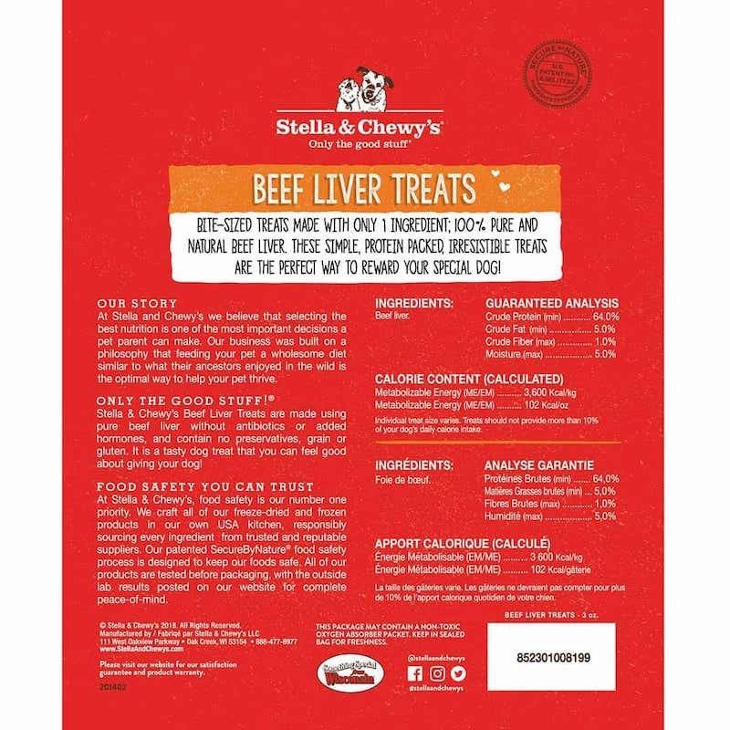 Stella & Chewys Freeze Dried Single Ingredient Beef Liver Dog Treats