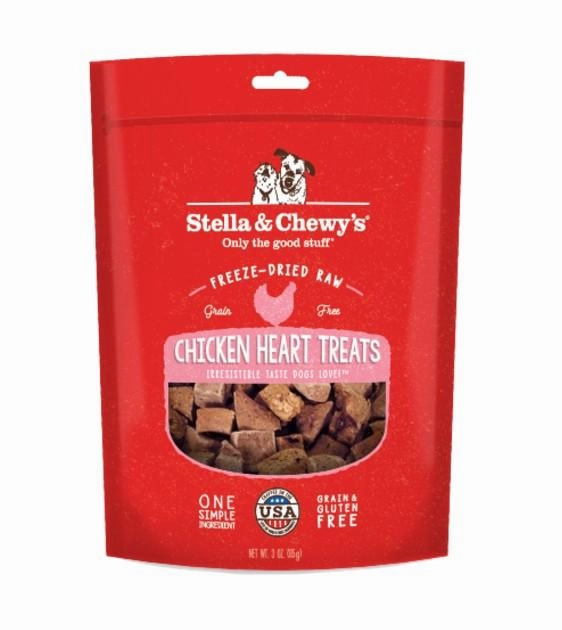Stella & Chewys Freeze Dried Single Ingredient Chicken Heart Dog Treats freeze-dried dog food,lightweight pet food
