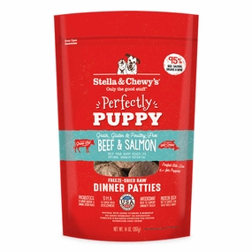 Stella & Chewys Perfectly Puppy Beef & Salmon Dinner Patties Grain-Free Freeze-Dried Raw Dog Food 14oz freeze dried dog food,raw nutrition dog,dog freeze dried kibble