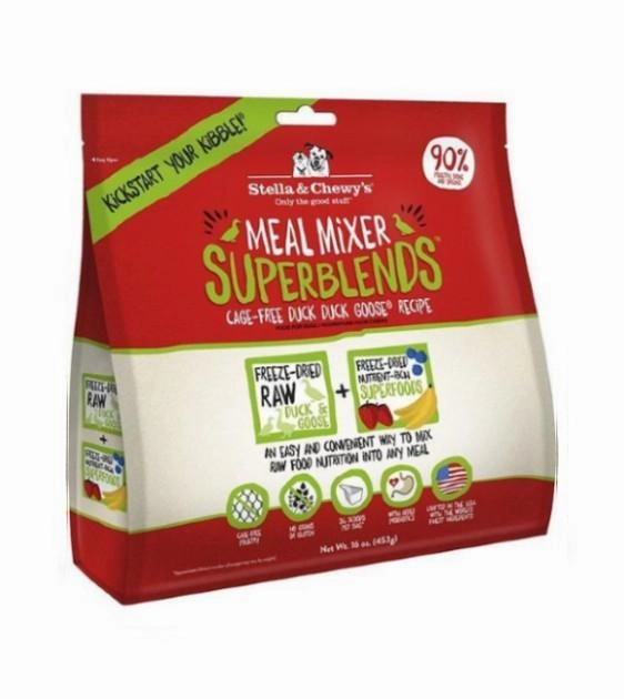 Stella & Chewys SuperBlends Meal Mixers - Cage-Free Duck Duck Goose Recipe Dog Food Mixer dog skin care,coat supplements