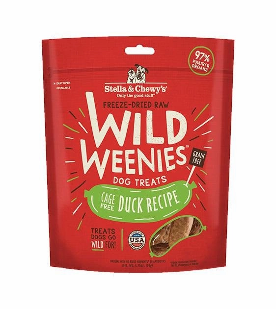 Stella & Chewys Wild Weenies (Duck) Freeze Dried Dog Treats freeze-dried dog food,lightweight pet food
