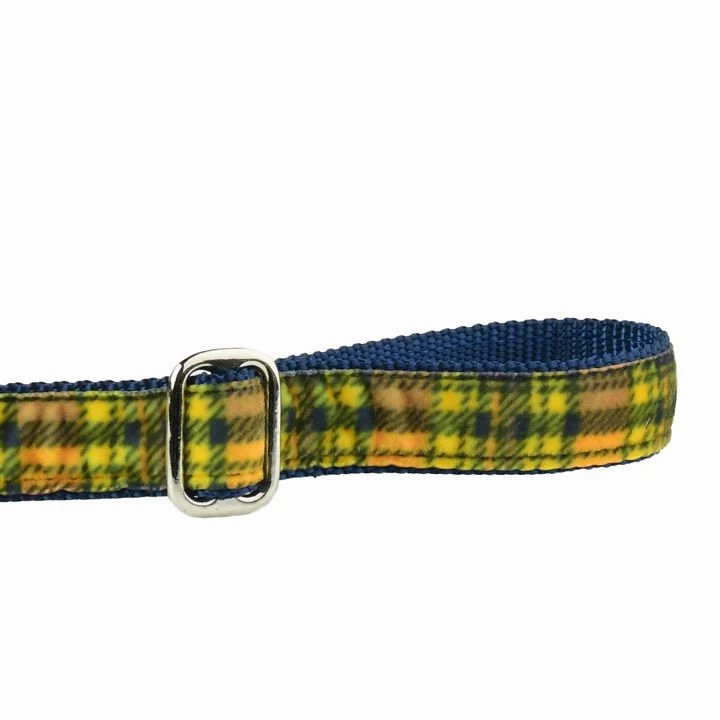 Swiss Velvet Dog Leash Yellow Plaid