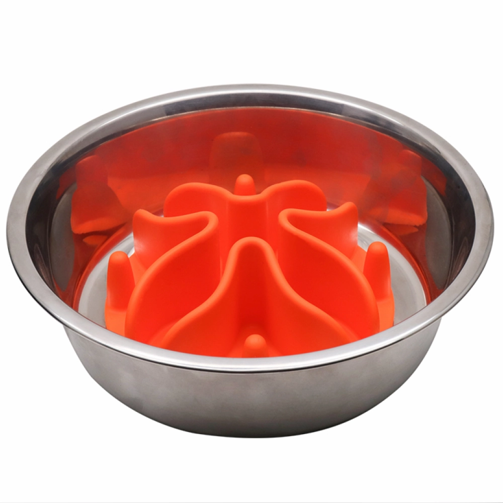 Talking Dog Club Slow Feeder Bowl Attachment for Dogs and Cats (Orange)