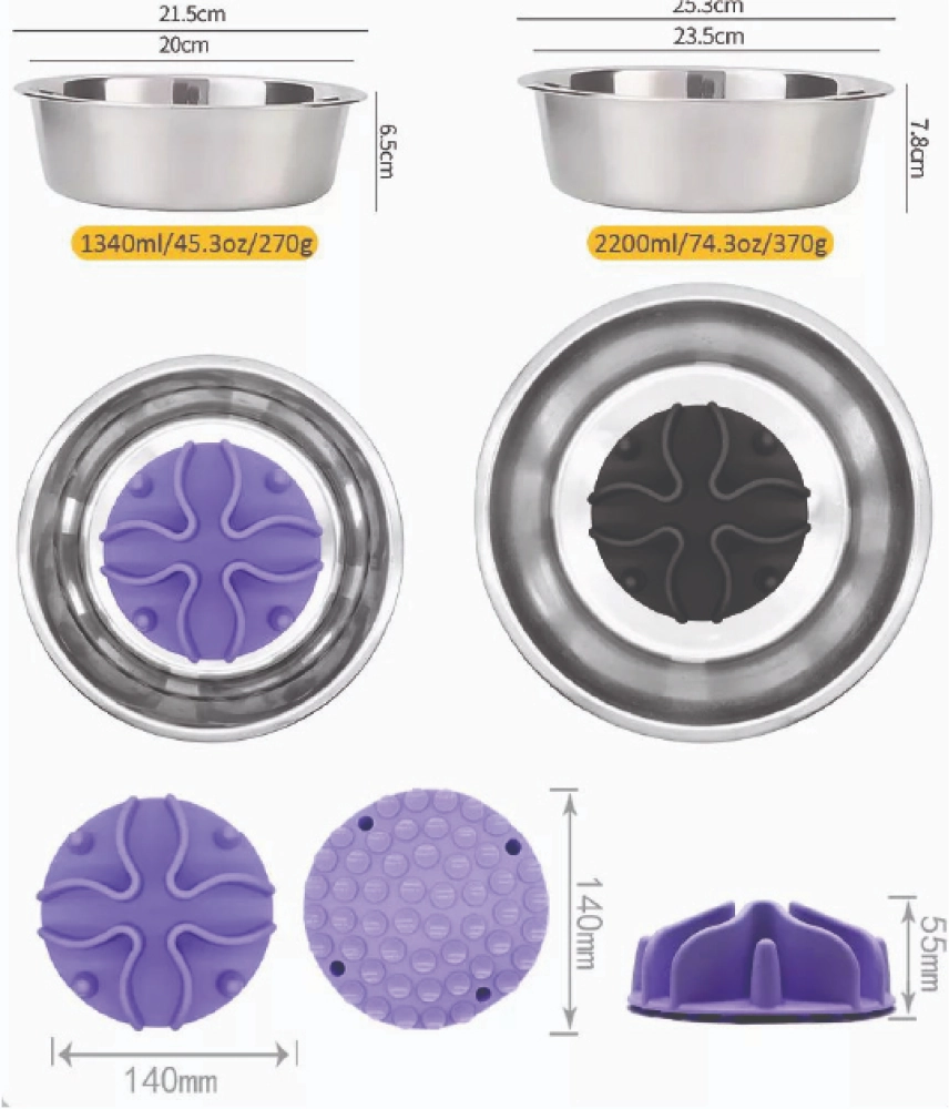 Talking Dog Club Slow Feeder Bowl Attachment for Dogs and Cats (Purple)
