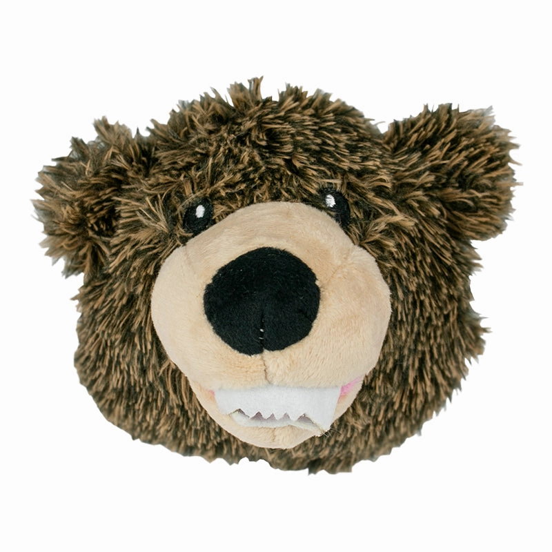 Tall Tails 2-in-1 Dog Toy - Grizzly Head 4" (with spikey squeaker ball hidden inside!) fetch toy,dog ball