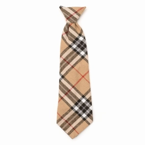 Tan Plaid Dog Necktie