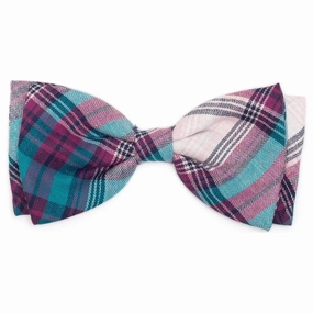 Teal/Purple Plaid Dog Bow Tie Large dog collar accessory,collar decor