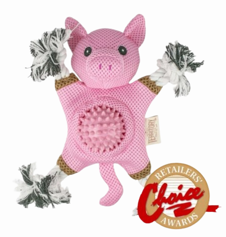 Territory 2-In-1 Dog Toy - Farm Pig 10" fetch toy,dog ball