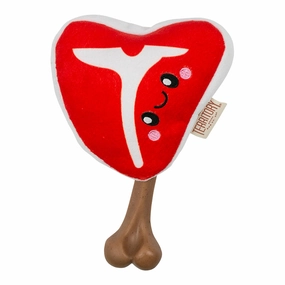 Territory 2-In-1 Dog Toy - Steak on the Bone 8" fetch toy,dog ball