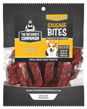 The Butcher's Companion Pork & Liver Sausage Bites for Dogs 8.8oz Pouch