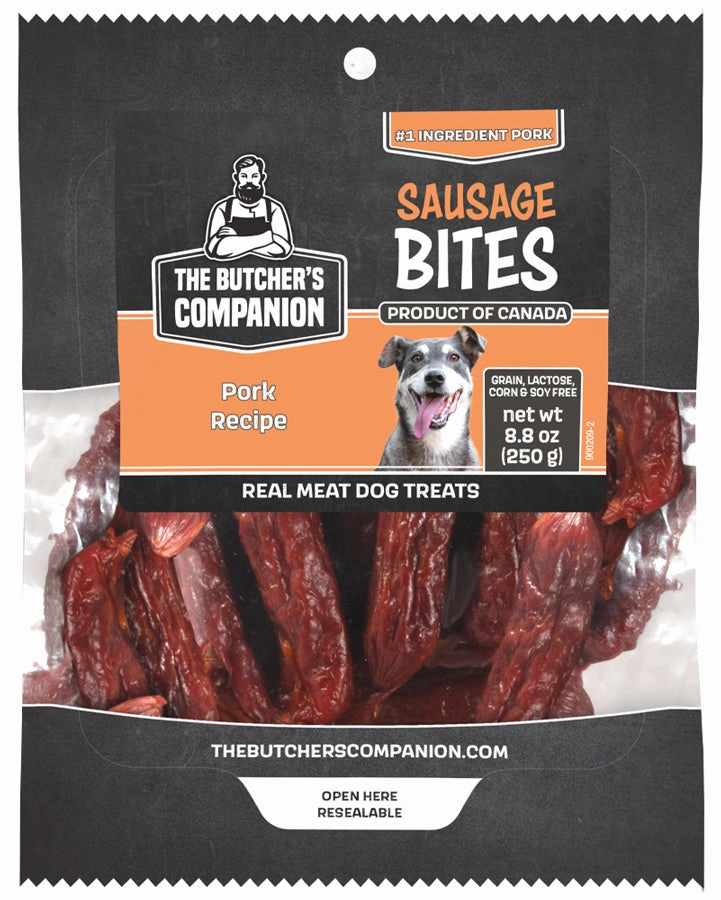 The Butcher's Companion Pork Sausage Bites for Dogs 8.8oz Pouch