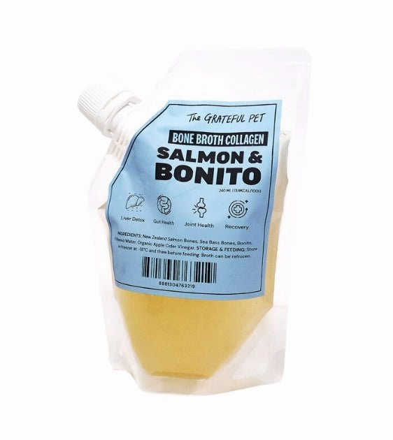 The Grateful Pet Bone Broth Collagen for Dogs & Cats (Salmon & Bonito) raw dog food,fresh pet meals