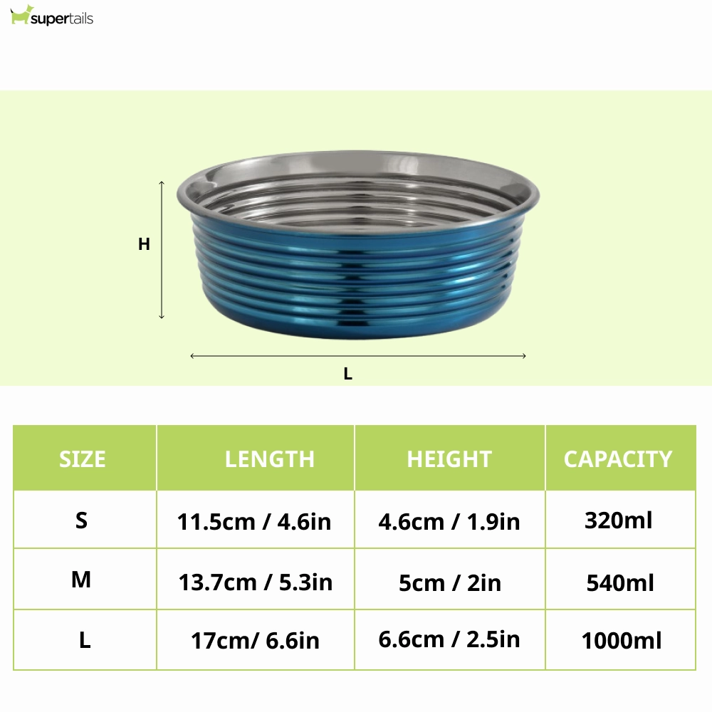 The Happy Lots Heavy Dish With Beading for Dogs and Cats (Blue)