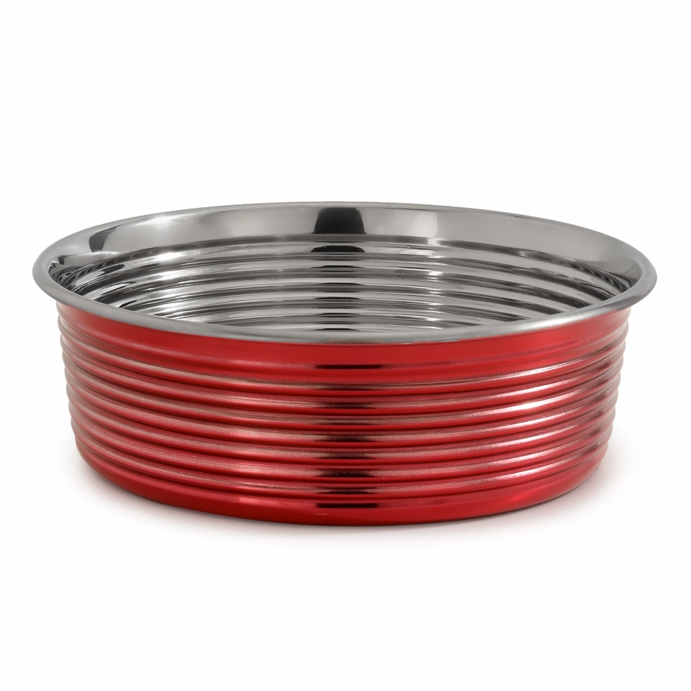 The Happy Lots Heavy Dish With Beading for Dogs and Cats (Red)