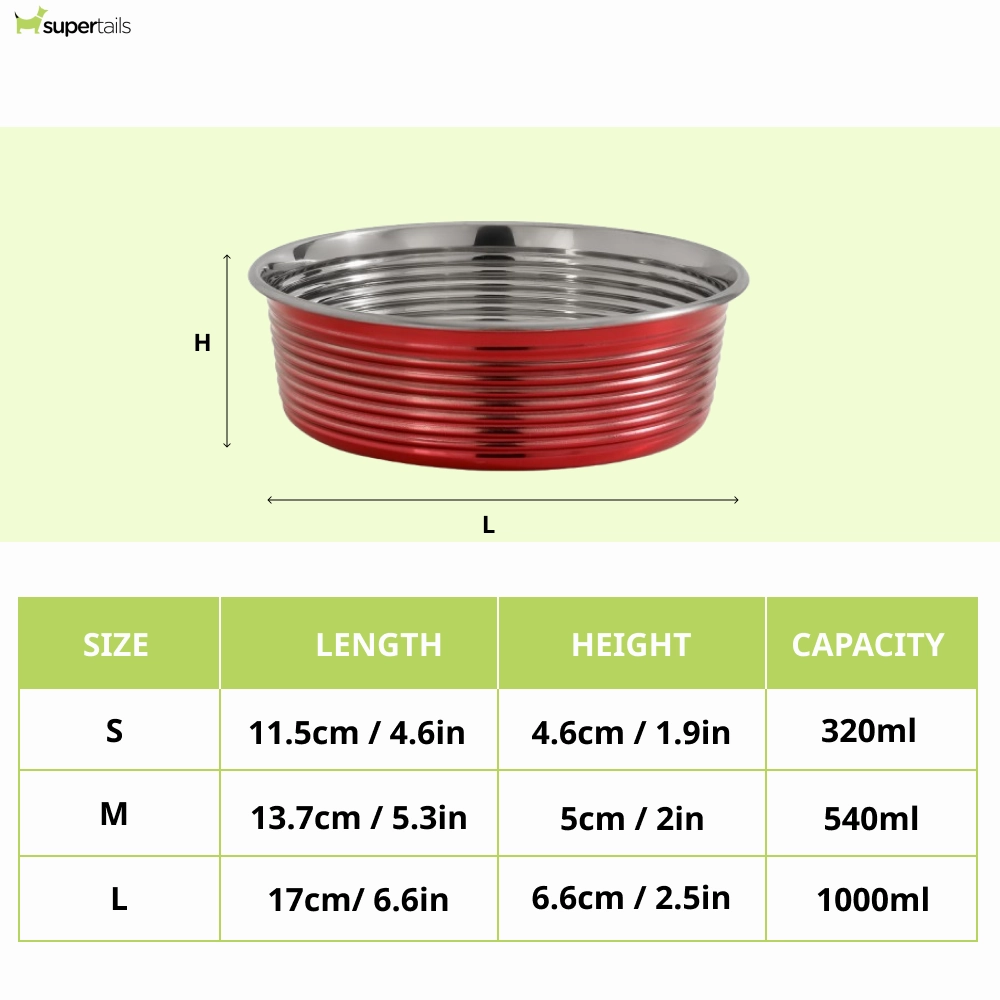 The Happy Lots Heavy Dish With Beading for Dogs and Cats (Red)