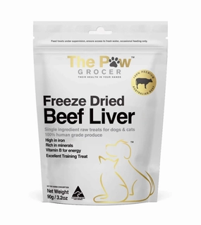The Paw Grocer Freeze Dried Cat & Dog Treats (Beef Liver) freeze-dried dog food,lightweight pet food