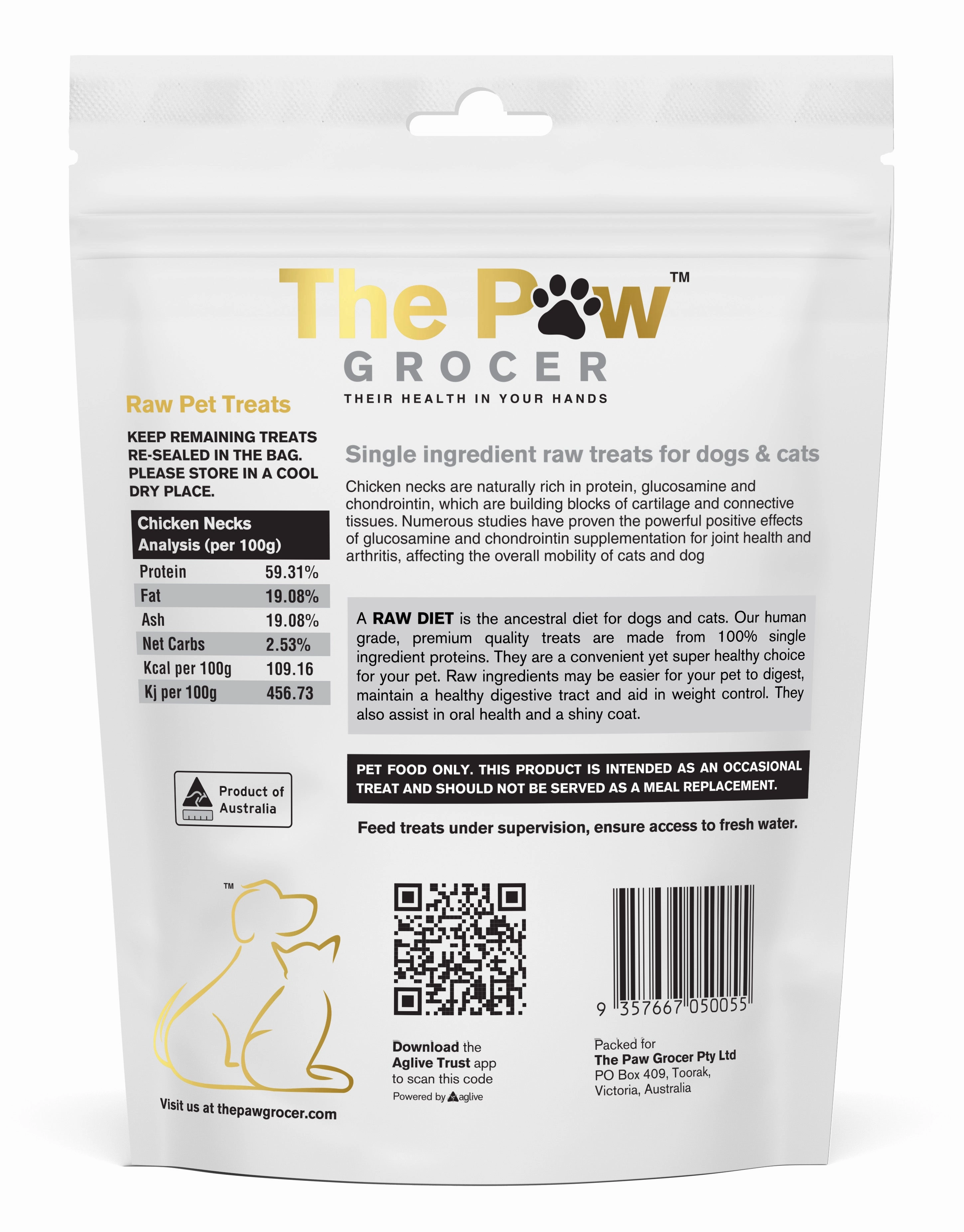 The Paw Grocer Freeze Dried Cat & Dog Treats (Chicken Necks)