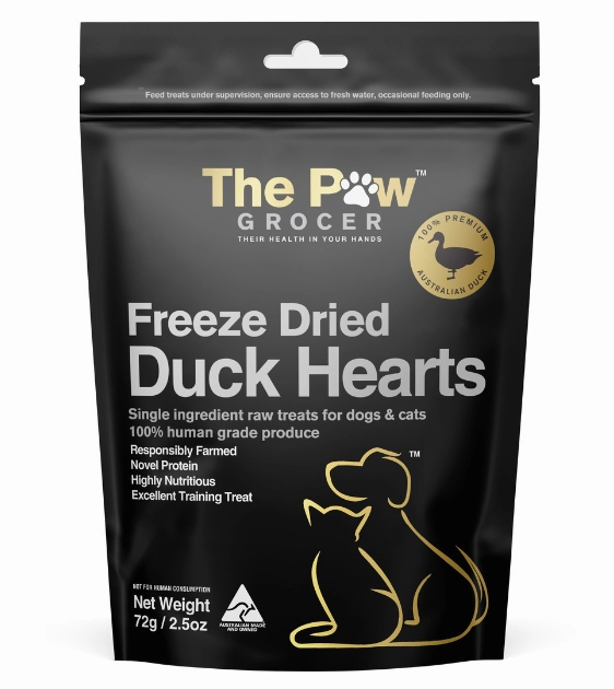 The Paw Grocer Freeze Dried Cat & Dog Treats (Duck Hearts) freeze-dried dog food,lightweight pet food