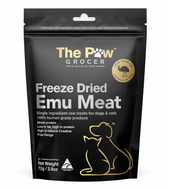 The Paw Grocer Freeze Dried Cat & Dog Treats (Emu Meat) freeze-dried dog food,lightweight pet food