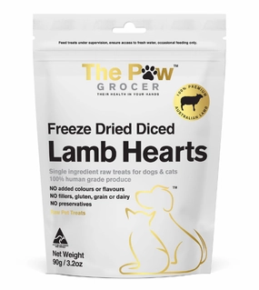 The Paw Grocer Freeze Dried Cat & Dog Treats (Lamb Hearts) freeze-dried dog food,lightweight pet food