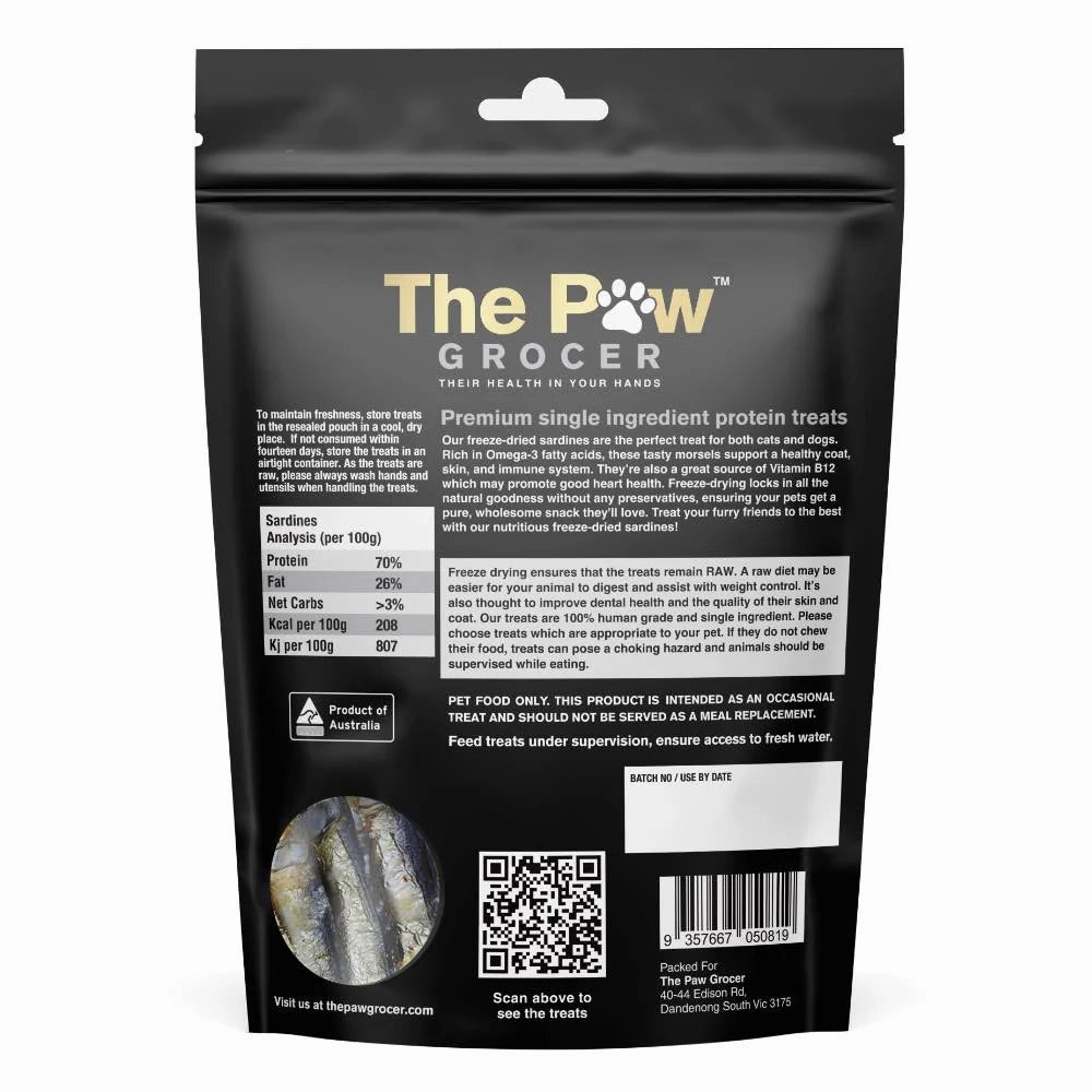 The Paw Grocer Freeze Dried Cat & Dog Treats (Sardines)