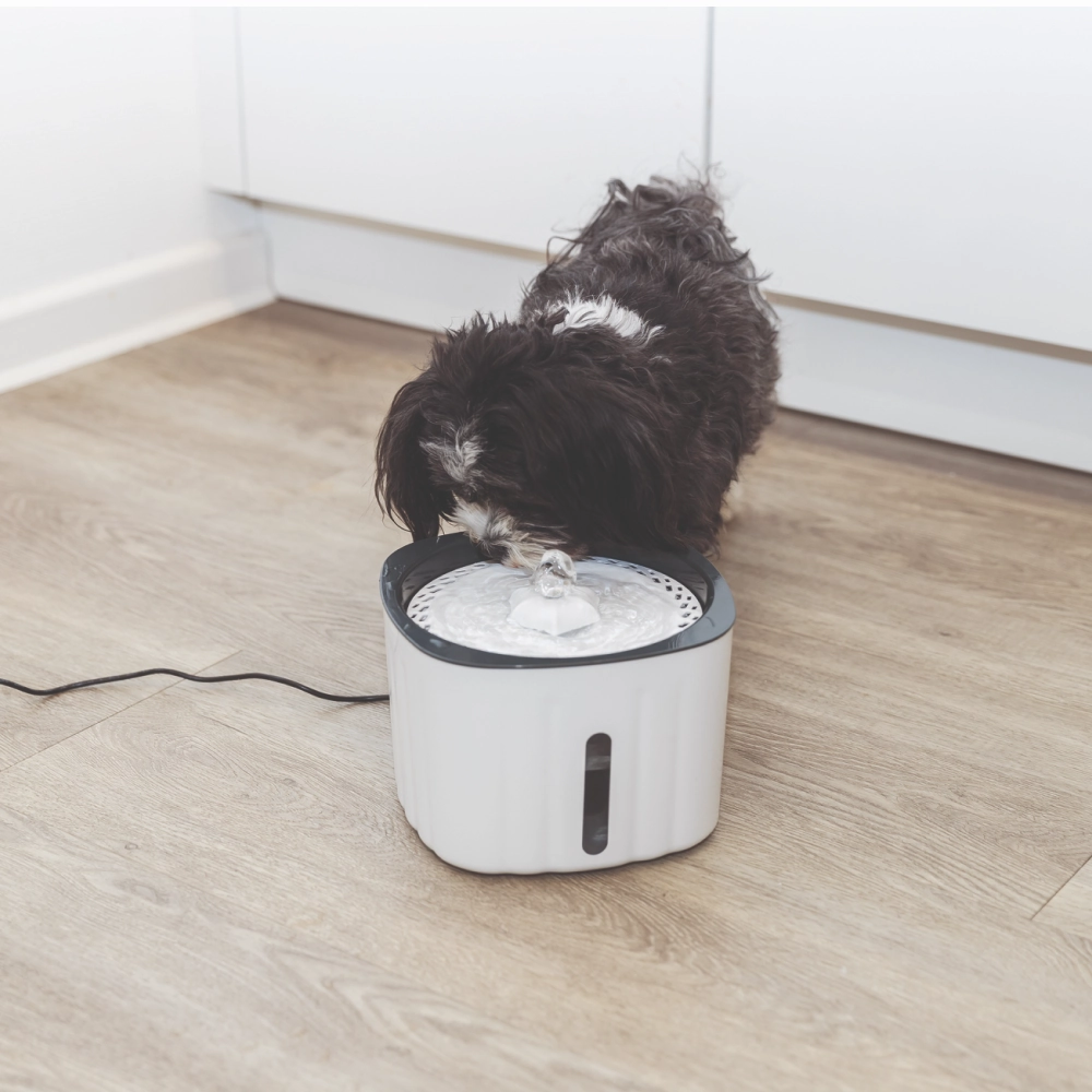 Trixie Water Drinking Fountain Flower for Dogs and Cats (White and Grey)