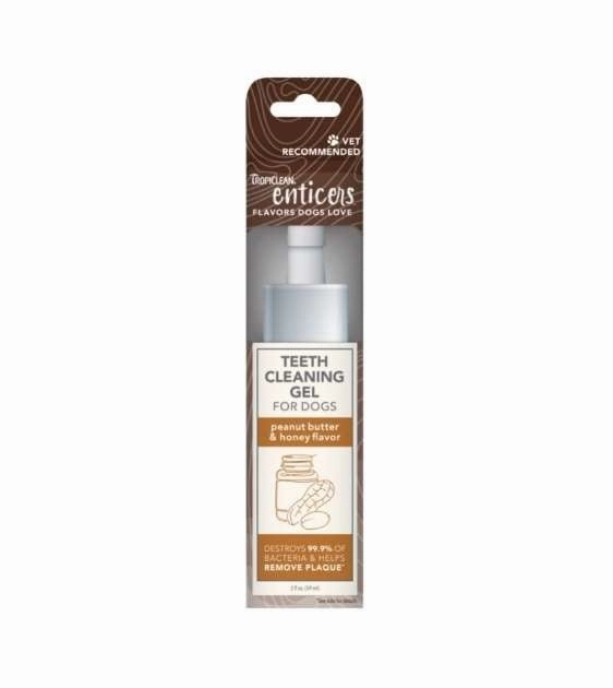 TropiClean Enticers - No Brushing Teeth Cleaning Gel for Dogs (Peanut Butter & Honey) pet coat care,skin health