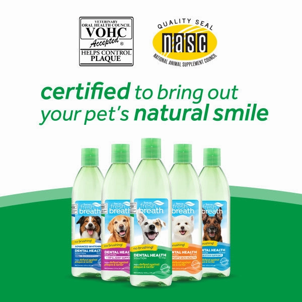 TropiClean Fresh Breath No Brushing Dental Health Solution for Dogs (Advanced Whitening with 3D Microguard)