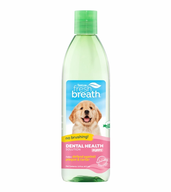 TropiClean Fresh Breath No Brushing Dental Health Solution for Puppy pet housekeeping,dog mess kit